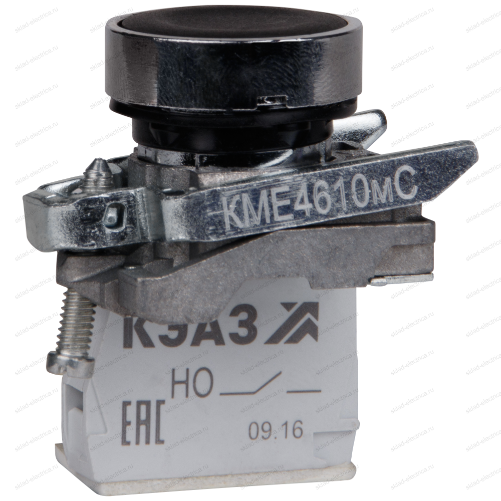 Кнопка КМЕ4111мС-черный-1но+1нз-цилиндр-IP40-КЭАЗ