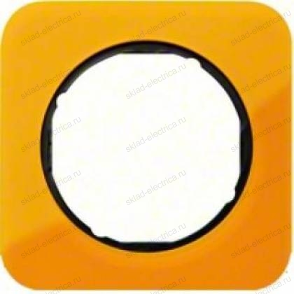 Рамка одинарная Berker R.1 , акрил оранжевый черная вкладка 10112334