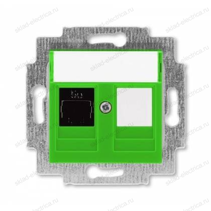 Розетка компьютерная 1-ая кат.5е, RJ-45 (интернет), цвет Зеленый/Дымчатый черный, Levit