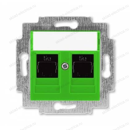 Розетка компьютерная 2-ая кат.6, RJ-45 (интернет), цвет Зеленый/Дымчатый черный, Levit