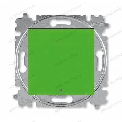 Выключатель 1-клавишный, проходной с подсветкой (с двух мест), цвет Зеленый/Дымчатый черный, Levit