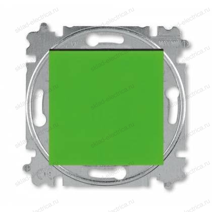 Выключатель 1-клавишный, перекрестный (с трех мест), цвет Зеленый/Дымчатый черный, Levit