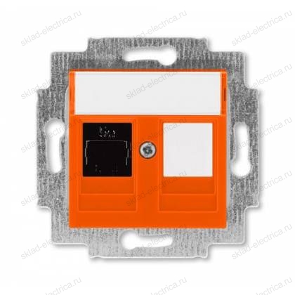 Розетка компьютерная 1-ая кат.5е, RJ-45 (интернет), цвет Оранжевый/Дымчатый черный, Levit
