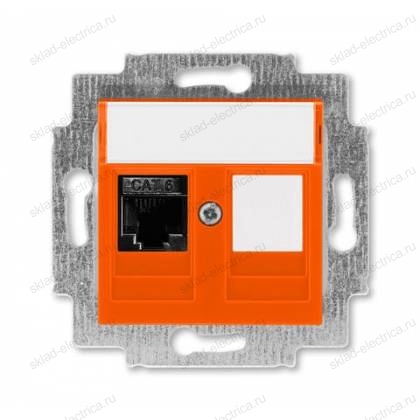 Розетка компьютерная 1-ая кат.6, RJ-45 (интернет), цвет Оранжевый/Дымчатый черный, Levit