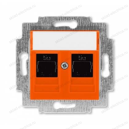 Розетка компьютерная 2-ая кат.6, RJ-45 (интернет), цвет Оранжевый/Дымчатый черный, Levit
