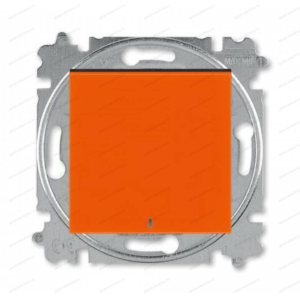 Выключатель 1-клавишный, проходной с подсветкой (с двух мест), цвет Оранжевый/Дымчатый черный, Levit