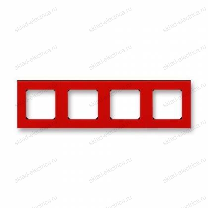Рамка 4-ая (четверная), цвет Красный/Дымчатый черный, Levit
