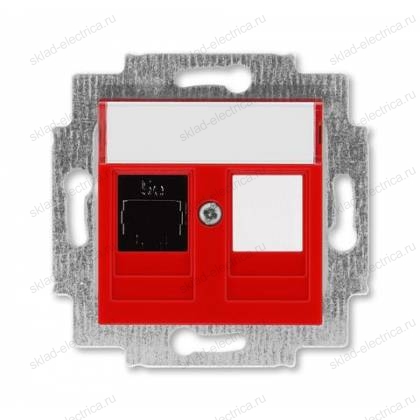 Розетка компьютерная 1-ая кат.5е, RJ-45 (интернет), цвет Красный/Дымчатый черный, Levit