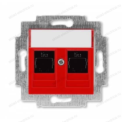 Розетка компьютерная 2-ая кат.5е, RJ-45 (интернет), цвет Красный/Дымчатый черный, Levit