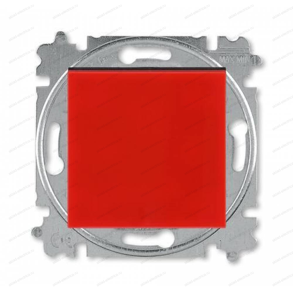 Выключатель 1-клавишный, проходной (с двух мест), цвет Красный/Дымчатый черный, Levit
