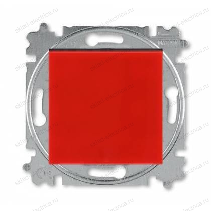 Выключатель 1-клавишный, проходной (с двух мест), цвет Красный/Дымчатый черный, Levit