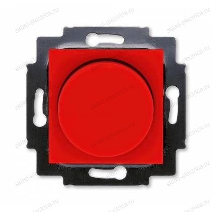 Диммер поворотно-нажимной, 600Вт для ламп накаливания, цвет Красный/Дымчатый черный, Levit
