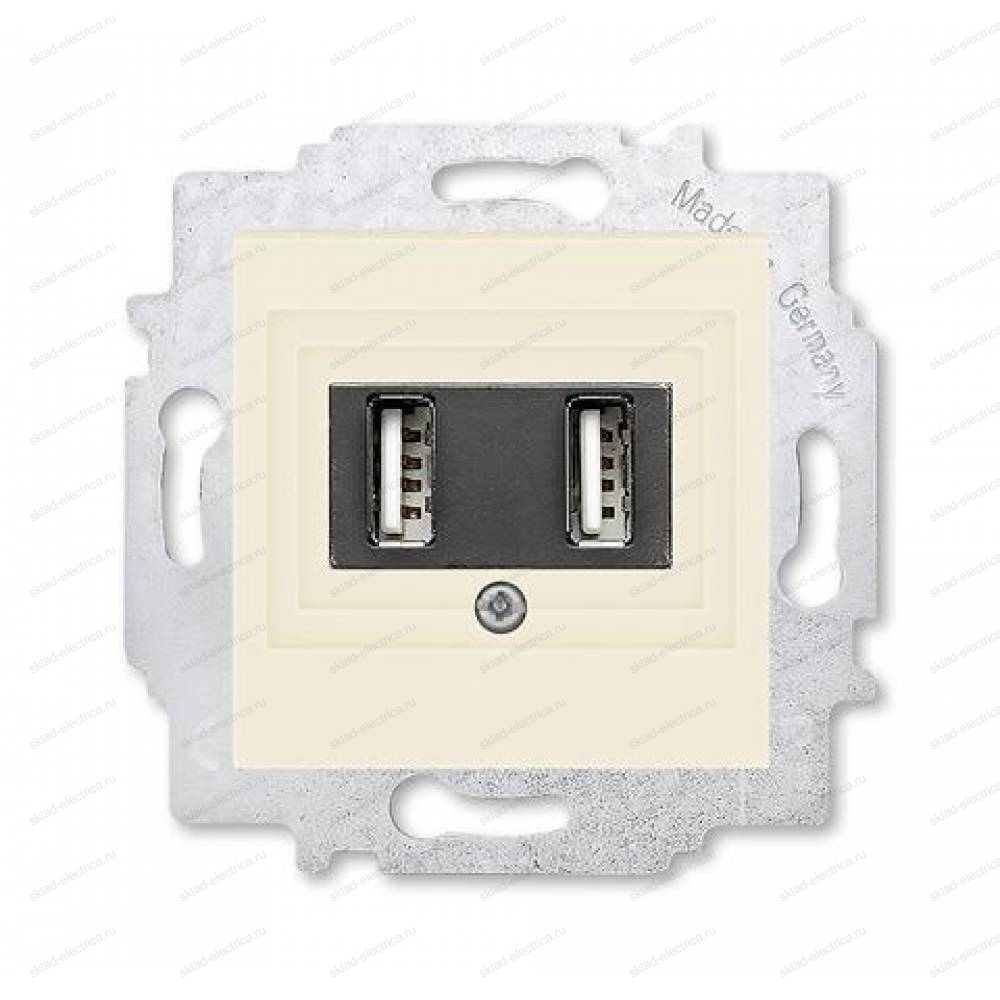 Розетка USB 2-ая (для подзарядки), цвет Слоновая кость/Белый, Levit