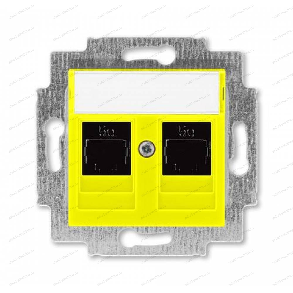 Розетка компьютерная 2-ая кат.6, RJ-45 (интернет), цвет Желтый/Дымчатый черный, Levit