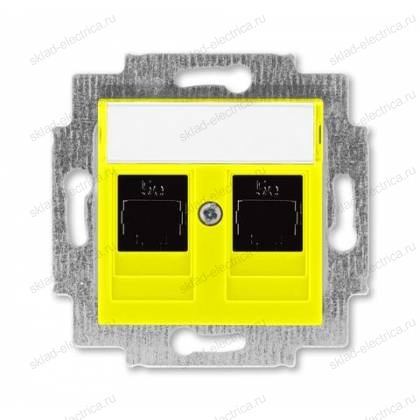 Розетка компьютерная 2-ая кат.6, RJ-45 (интернет), цвет Желтый/Дымчатый черный, Levit