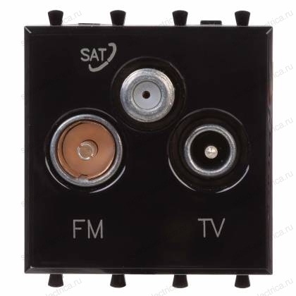 Розетка TV-FM-SAT модульная, Avanti DKC "Черный квадрат", 2 модуля