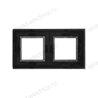 Рамка из натурального стекла, Avanti DKC черная, 4 модуля