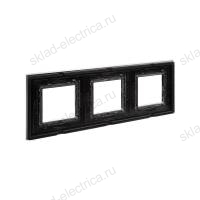 Рамка из натурального стекла, Avanti DKC черная, 6 модулей