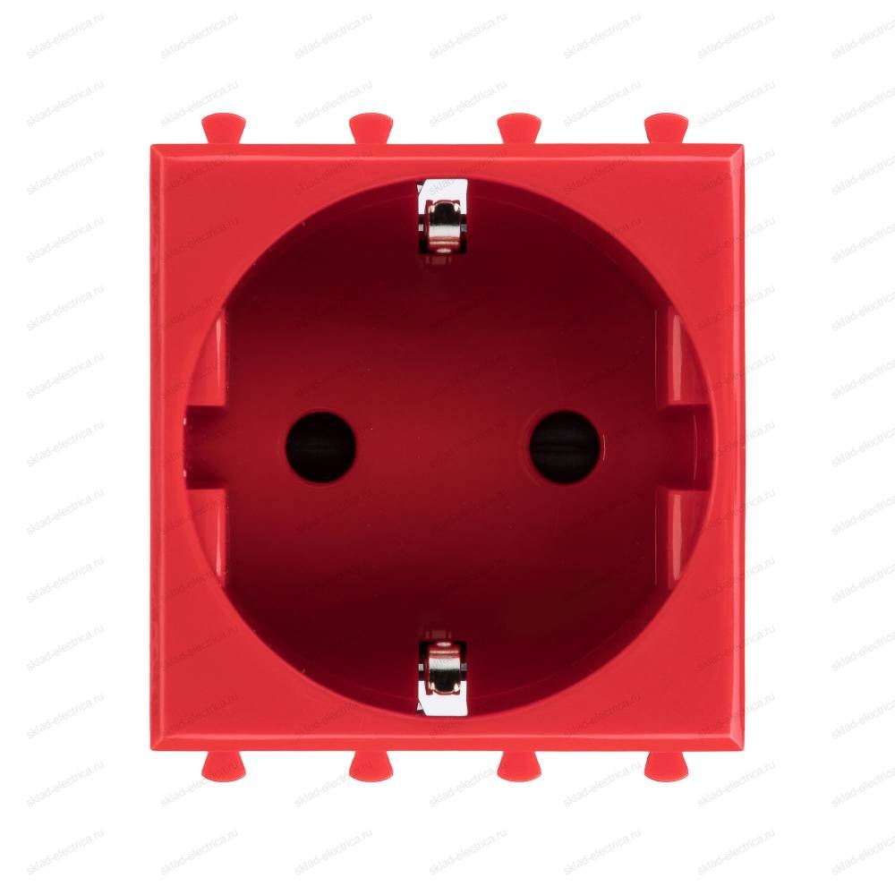 Розетка модульная, 2P+E, с з/ш, Avanti DKC "Красный квадрат", 2 модуля