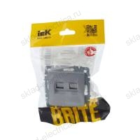 Розетка двойная RJ11+RJ45 кат.5E РК/Т12-БрА алюминий IEK BRITE