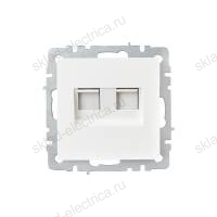 Розетка компьютерная двойная RJ45 кат.6 РК11-2-БрБ белый IEK BRITE