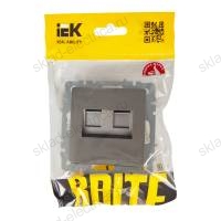 Розетка двойная RJ11+RJ45 кат.5E РК/Т12-БрС сталь IEK BRITE