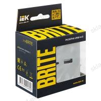 Розетка USB A+C 18Вт РЮ11-1-БрА алюминий IEK BRITE