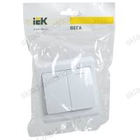VEGA Выключатель 2-клавишный с индикацией 10А ВС10-2-1-ВБ белый IEK