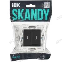 Выключатель 2-клавишный проходной с индикацией 10А SK-V10Bl черный IEK SKANDY