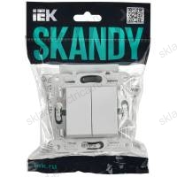 Выключатель 2-клавишный проходной 10А SK-V05W арктический белый IEK SKANDY