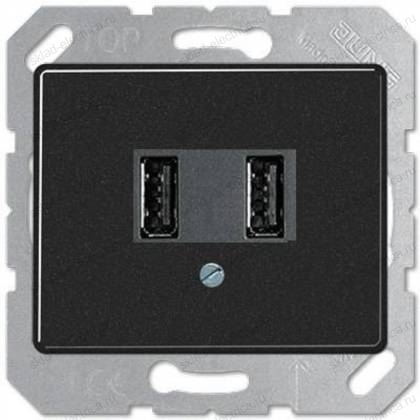 USB розетка для зарядки мобильных устройств Jung SL 500, цвет Черный