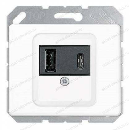USB розетка для зарядки мобильных устройств тип А и USB тип С макс,3000 мА Jung SL 500,  цвет белый