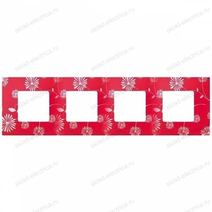 Накладка декоративная на рамку базовую 4 поста Simon 27 Play Extrem, красное и белое