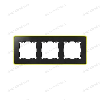 Рамка 3 поста Select Neon Simon 82 Detail, графит-жёлтый
