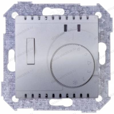 Термостат с датчиком в пол и выключателем - контроль отопления Simon 82, алюминий
