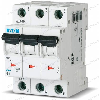 Выключатель автоматический модульный 3п C 32А 4.5кА PL4-C32/3 EATON 293163