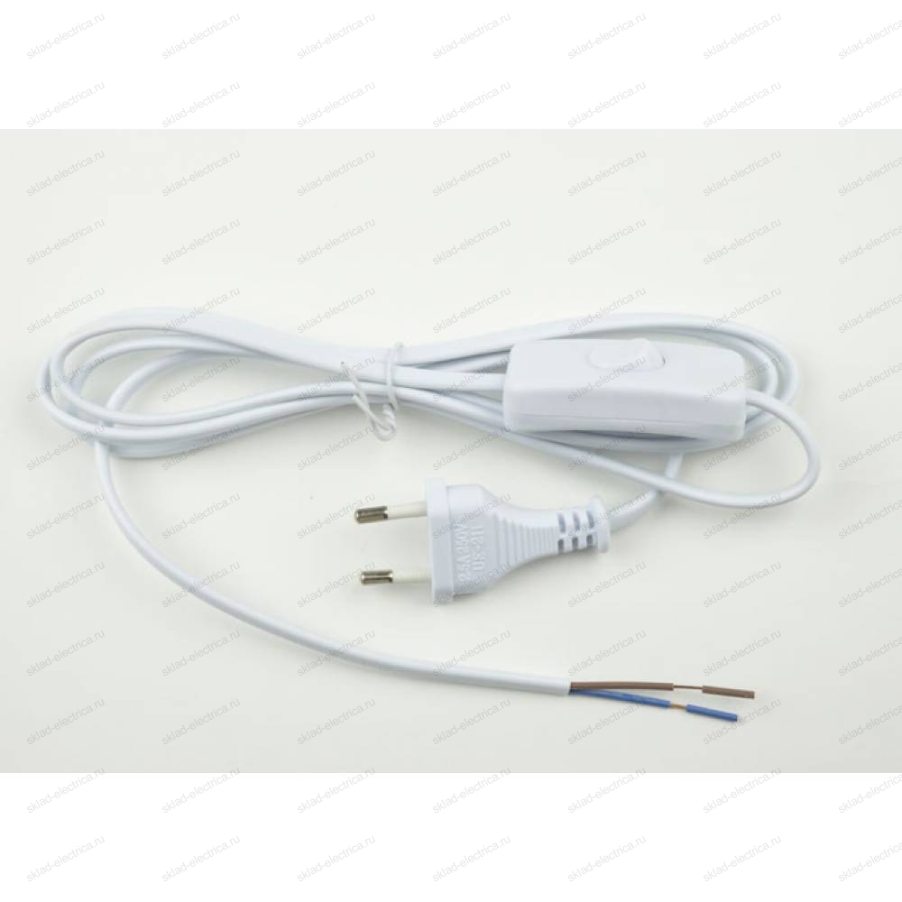 UCX-C10/02A-170 WHITE Сетевой шнур с вилкой и выключателем. 2А, 500Вт, 1,7м. Белый. ТМ Uniel