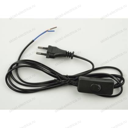 UCX-C10/02A-170 BLACK Сетевой шнур с вилкой и выключателем. 2А, 500Вт, 1,7м. Черный. ТМ Uniel