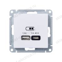 ATN001329 ATLASDESIGN USB розетка A + тип - C 45Вт высокоскоростная зарядка. QC, PD, механизм, ЛОТОС
