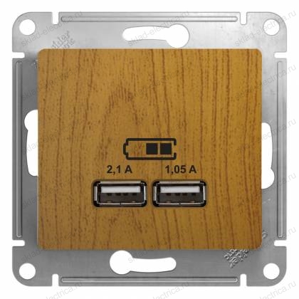 Розетка USB дуб Glossa Schneider Electric GSL000533
