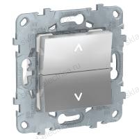  Кнопочный выключатель управления для жалюзи и рольставней 6А/250 В~ Schneider Unica New, алюминий NU520730