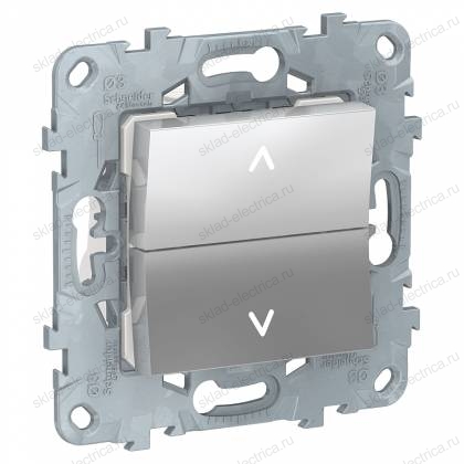  Кнопочный выключатель управления для жалюзи и рольставней 6А/250 В~ Schneider Unica New, алюминий NU520730