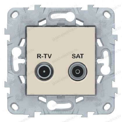 Розетка TV-R/SAT проходная, Schneider Unica New, бежевый NU545644 