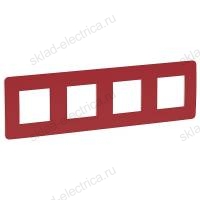 Рамка четверная Schneider Electric Unica Studio Color, красный-белый NU280813