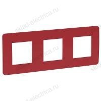 Рамка тройная Schneider Electric Unica Studio Color, красный-белый NU280613 