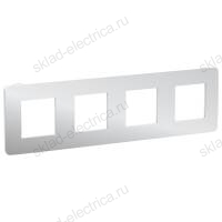 Рамка четверная Schneider Electric Unica Studio Metal, хром-белый NU280855 