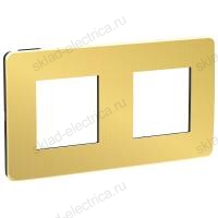 Рамка двойная Schneider Electric Unica Studio Metal, золото-белый NU280459 