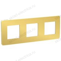 Рамка тройная Schneider Electric Unica Studio Metal, золото-белый NU280659 