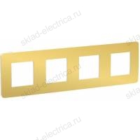 Рамка четверная Schneider Electric Unica Studio Metal, золото-белый NU280859 