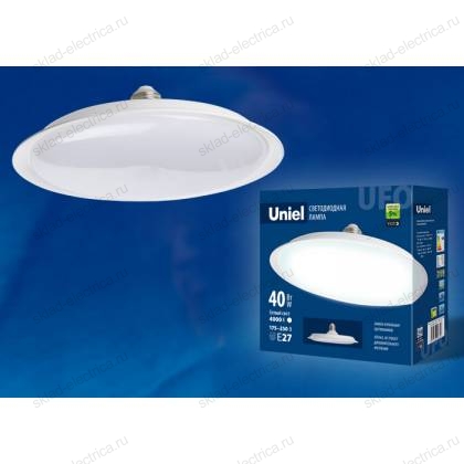 LED-U220-40W/4000K/E27/FR PLU01WH Лампа светодиодная. Форма «UFO», матовая. Белый свет (4000K). Картон. ТМ Uniel